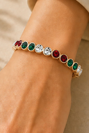 Round Rhinestone Elastic Bracelet