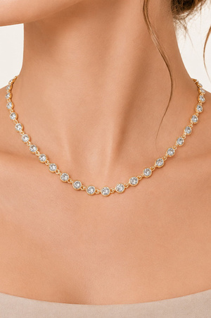 Crystal Bezel Tennis Necklace