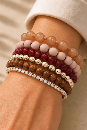 6-Piece Beaded & Rhinestone Bracelet Set