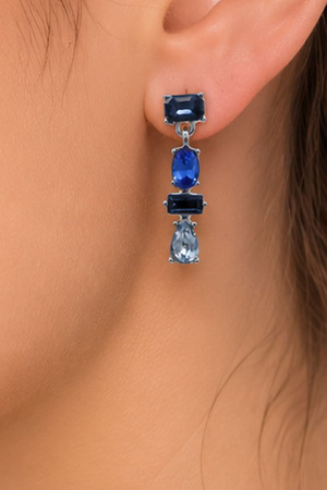 Multi-Cut Crystal Linear Drop Earrings