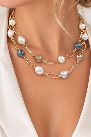 Organic Pearl Double Row Chain Necklace