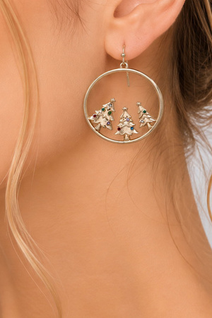 Christmas Tree Hoop Earrings