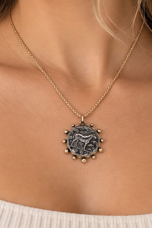 Two-Tone Horse Coin Pendant Necklace
