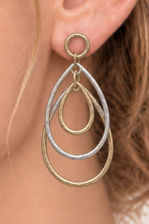 Two-Tone Triple Teardrop Drop Earrings