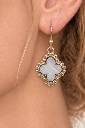 Mother of Pearl Quatrefoil Drop Earrings