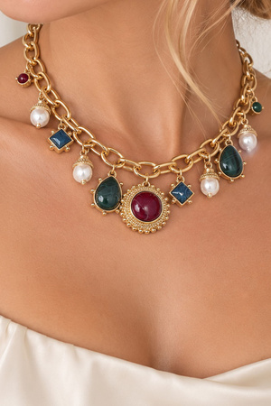 Cabochon & Pearl Charm Statement Necklace