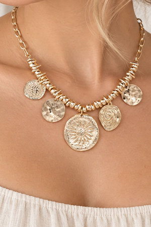 Sun & Hammered Disc Charm Necklace