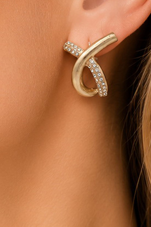 Rhinestone Abstract Loop Post Earrings