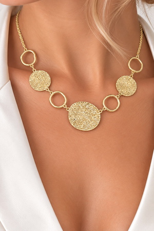 Textured Disc & Open Circle Statement Necklace