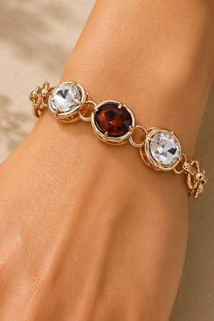 Three Stone Oval Crystal Chain Bracelet