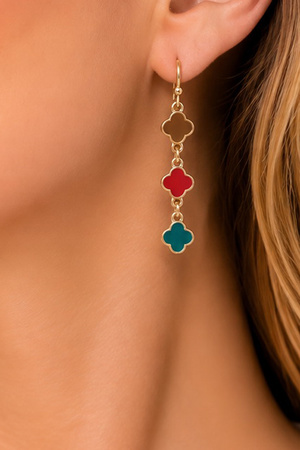Colorful Triple Clover Drop Earrings