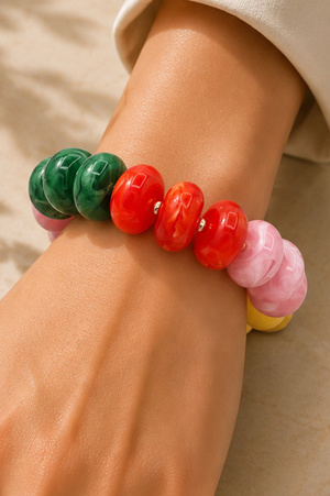 Multicolor Chunky Beaded Stretch Bracelet
