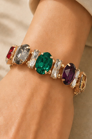 Multicolor Faceted Rhinestone Stretch Bracelet