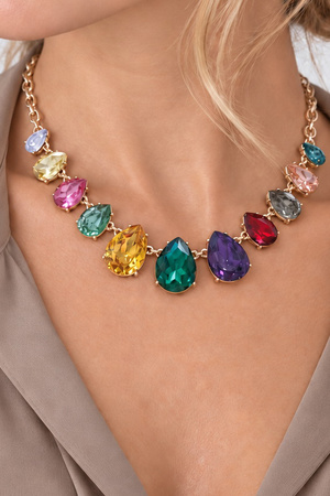 Multicolor Teardrop Statement Necklace
