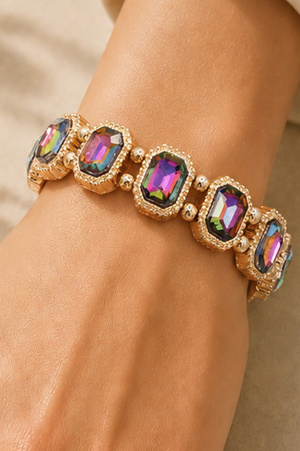 Faceted Rhinestone Stretch Bracelet