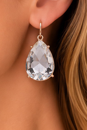 Faceted Teardrop Crystal Drop Earrings