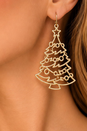 Openwork Christmas Tree Dangle Earrings