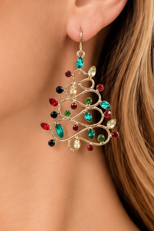 Multicolor Christmas Lights Tree Dangle Earrings