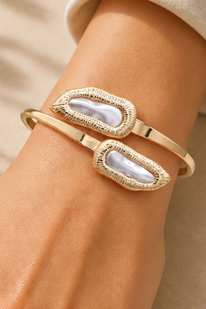 Pearl Accent Open Cuff Bracelet