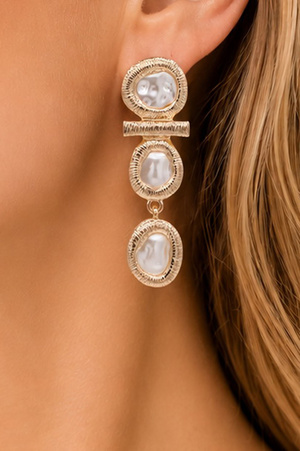 Textured Pearl Triple Drop Earrings