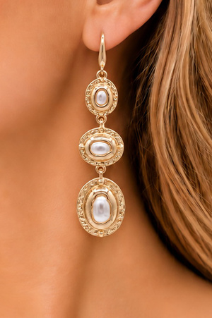 Vintage Pearl Triple Drop Earrings