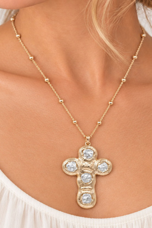 Pearl Accent Cross Pendant Necklace