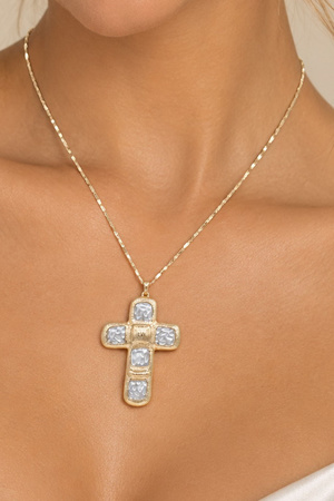 Pearl Accent Cross Pendant Necklace