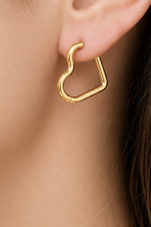 Stainless Steel Heart Hoop Huggie Earrings